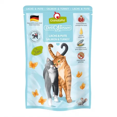 Katzen Nassfutter GranataPet Delicatessen Pouch Lachs & Pute 85 g...