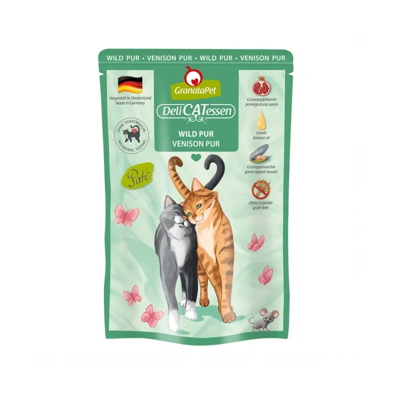 Katzen Nassfutter GranataPet Delicatessen Pouch Wild PUR 85 g...
