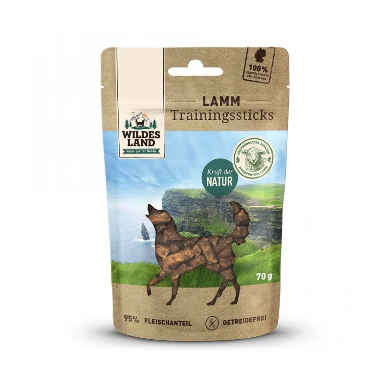 Hundesnacks Wildes Land Trainingssticks Lamm 70g jetzt online