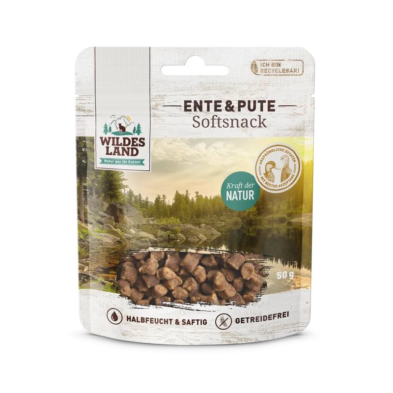 Katzensnacks Wildes Land Cat Softsnack Ente & Pute 50g jetzt online