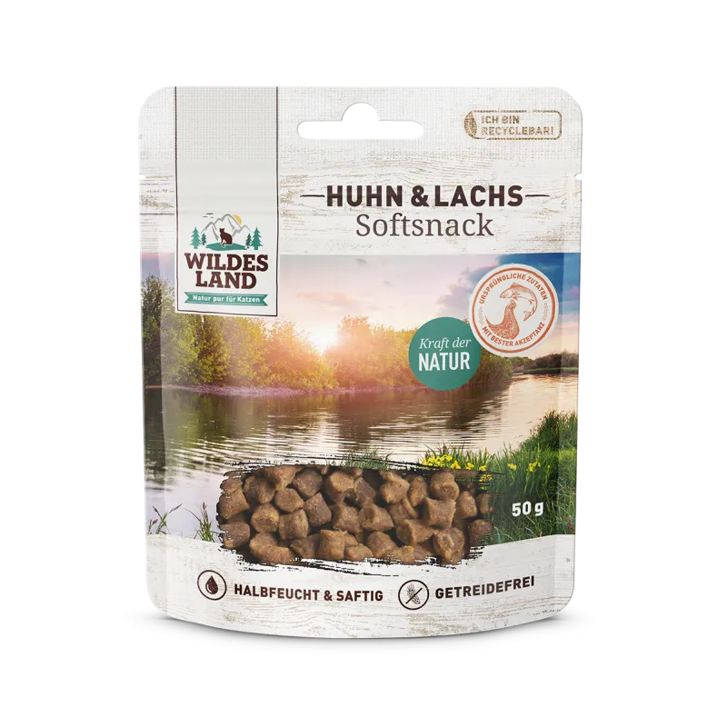 Katzensnacks Wildes Land Cat Softsnack Huhn & Lachs 50g jetzt online