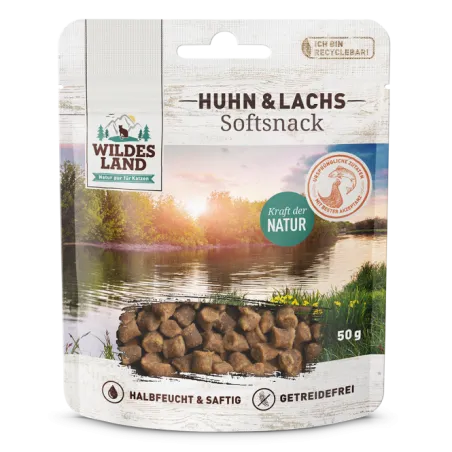 Katzensnacks Wildes Land Cat Softsnack Huhn & Lachs 50g jetzt online