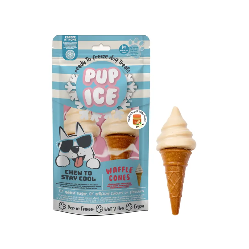 Hundesnacks Pup Ice Waffle Cones Vanilla & Peanut Butter M - 2...