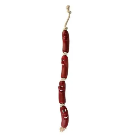 Hundespielzeug & Sport Trixie 4 Vinyl-Würstchen am Tau - ca. 75 cm...