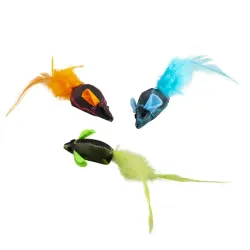Katzenspielzeug Duvoplus Cat Toy Flash Mäuse mit Federn - 3 Stück...