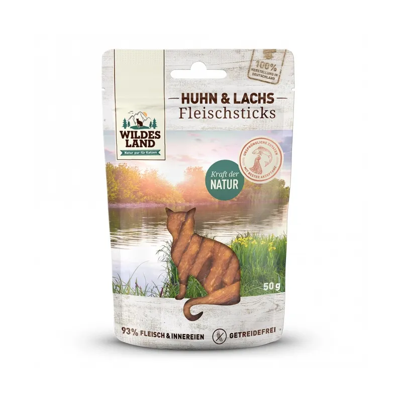 Katzensnacks Wildes Land Cat Fleischsticks Huhn & Lachs 50g jetzt...