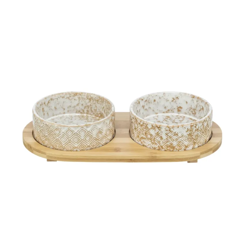Hundenäpfe & Tränken Trixie Napf-Set, Keramik/Bambus - 2 × 0,3 l...