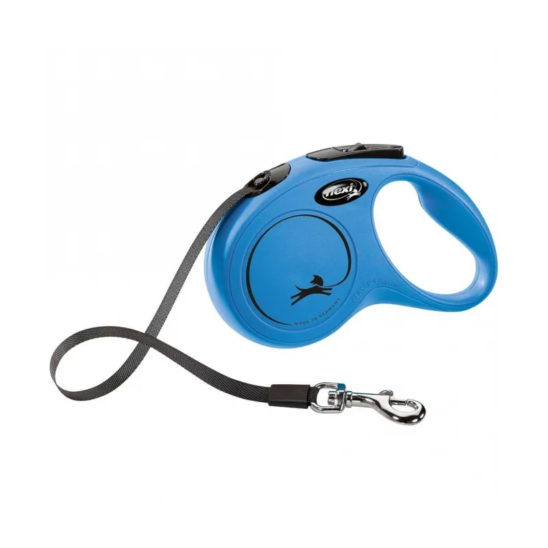 Leinen FLEXI Rollleine New CLASSIC Gurt - 5m, bis 15kg - Blau...
