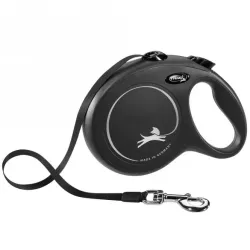Leinen FLEXI Rollleine New CLASSIC Gurt - 8m, bis 50kg - Schwarz...