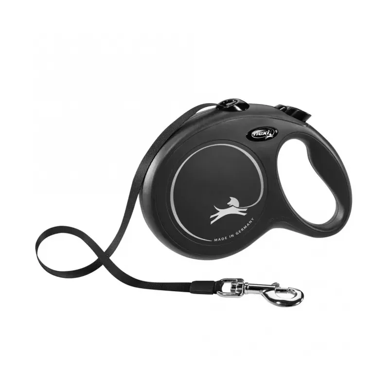Leinen FLEXI Rollleine New CLASSIC Gurt - 8m, bis 50kg - Schwarz...