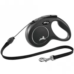 Leinen FLEXI Rollleine New CLASSIC Seil - 5m, bis 20kg - Schwarz...