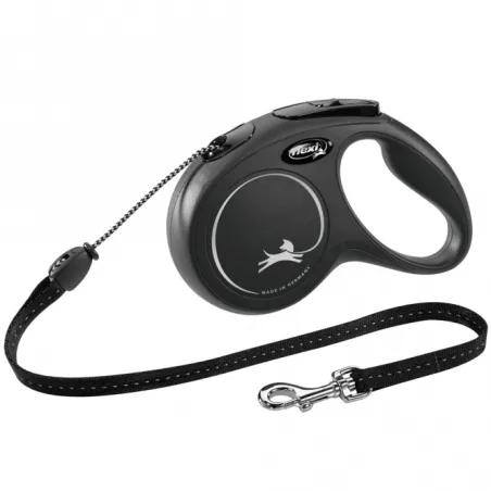 Leinen FLEXI Rollleine New CLASSIC Seil - 5m, bis 20kg - Schwarz...