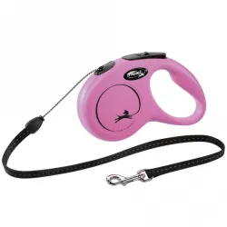 Leinen FLEXI Rollleine New CLASSIC Seil - 5m, bis 12kg - Pink...