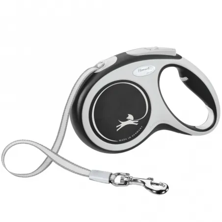 Leinen FLEXI Rollleine New COMFORT Gurt - 5m, bis 25kg - schwarz...