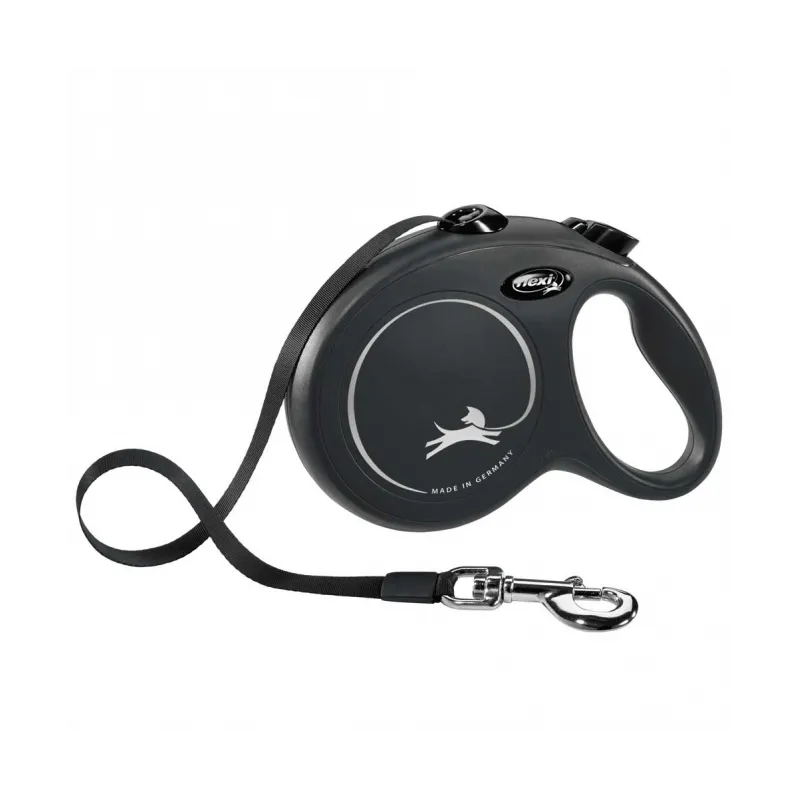Leinen FLEXI Rollleine New CLASSIC Gurt - 5m, bis 50kg - Schwarz...