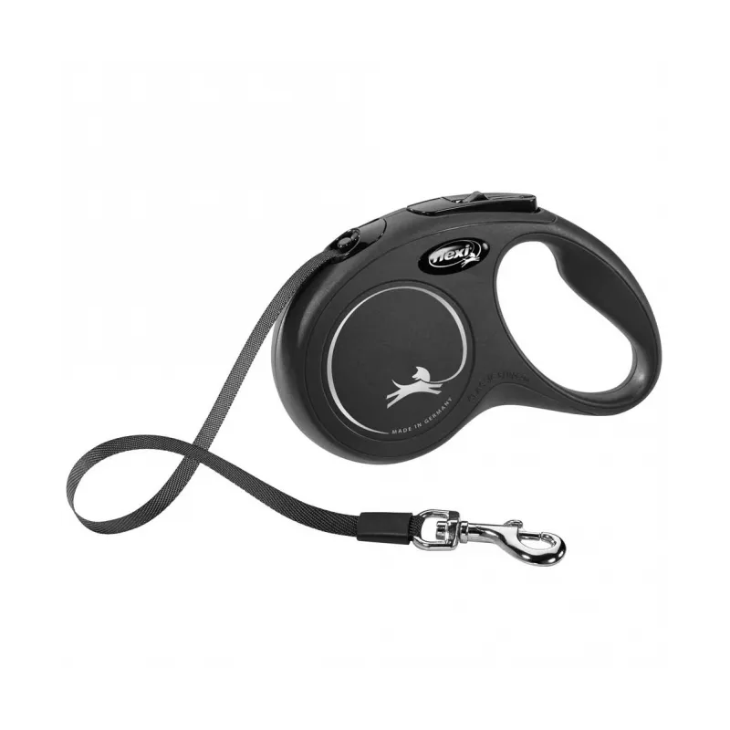 Leinen FLEXI Rollleine New CLASSIC Gurt - 5m, bis 15kg - Schwarz...