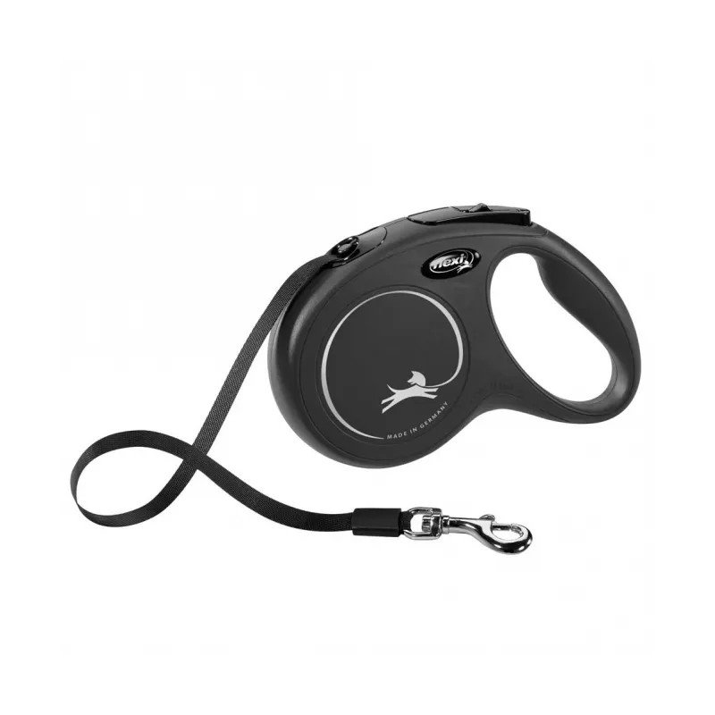 Leinen FLEXI Rollleine New CLASSIC Gurt - 5m, bis 25kg - Schwarz...