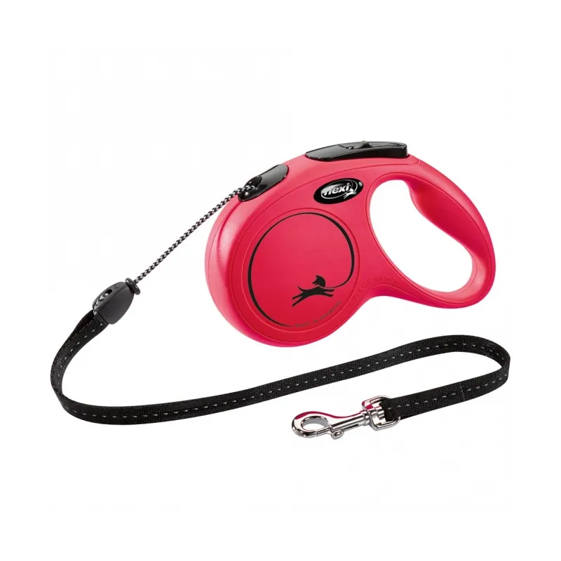 Leinen FLEXI Rollleine New CLASSIC Seil - 5m, bis 20kg - Rot jetzt...