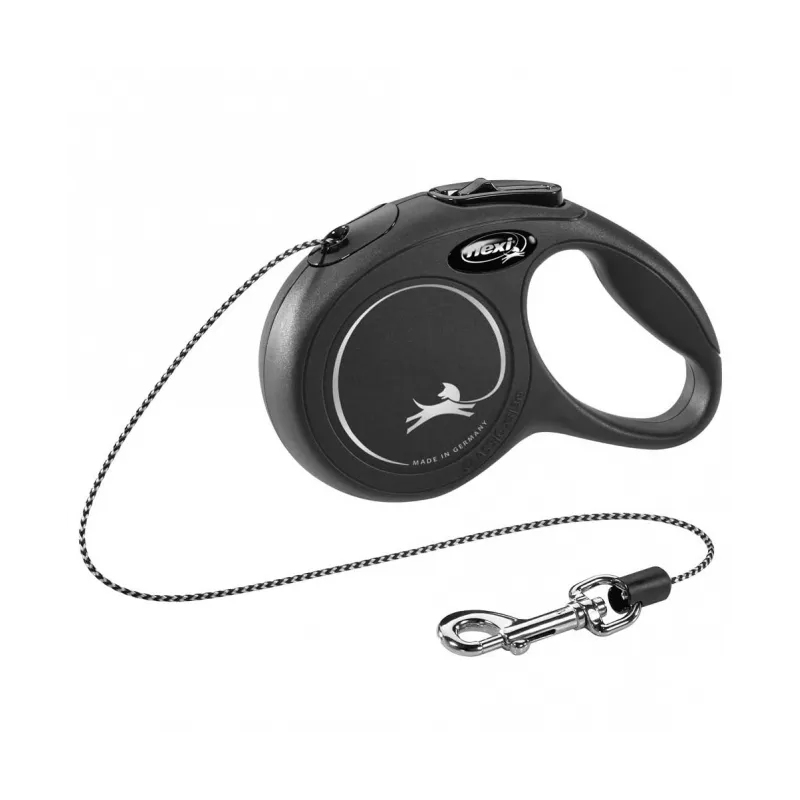 Leinen FLEXI Rollleine New CLASSIC Seil - 3m, bis 8kg - Schwarz...
