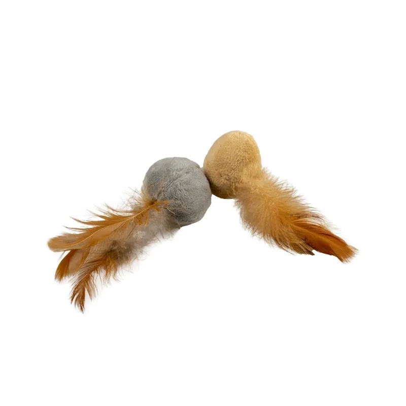 Katzenspielzeug Duvoplus Cat Toy Cushy Bälle mit Federn braun/grau...