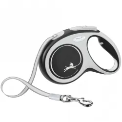 Leinen FLEXI Rollleine New COMFORT Gurt - 5m, bis 25kg - schwarz...