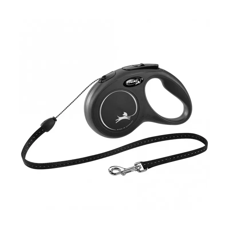 Leinen FLEXI Rollleine New CLASSIC Seil - 5m, bis 12kg - Schwarz...
