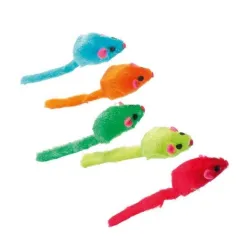 Katzenspielzeug Karlie Flamingo Bunte Plüschmäuse mit Rassel - 5...