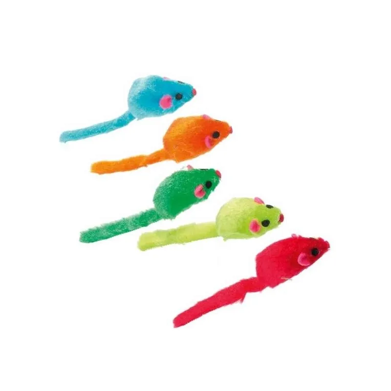 Katzenspielzeug Karlie Flamingo Bunte Plüschmäuse mit Rassel - 5...