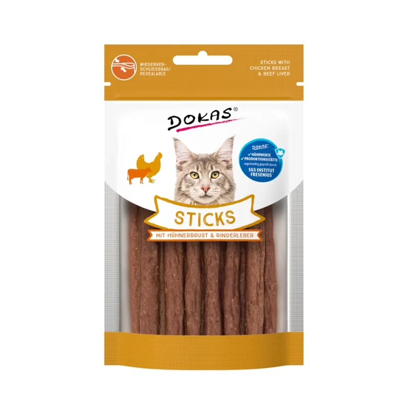 Katzensnacks Dokas Cat Snack Sticks mit Hühnerbrust + Rinderleber...