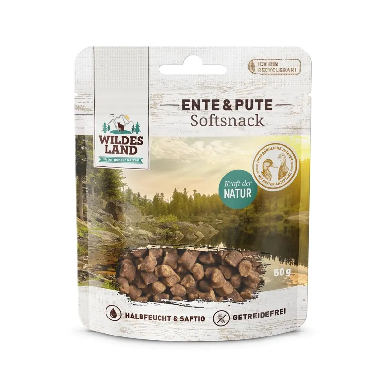Katzensnacks Wildes Land Cat Softsnack Ente & Pute 50g jetzt online