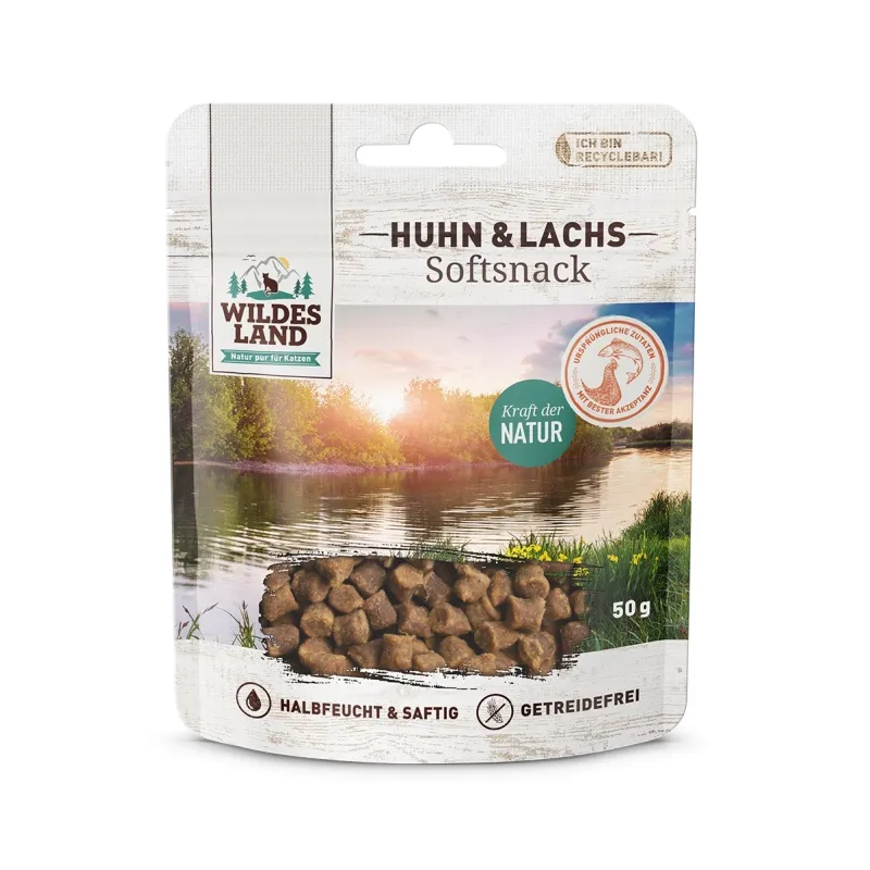 Katzensnacks Wildes Land Cat Softsnack Huhn & Lachs 50g jetzt online