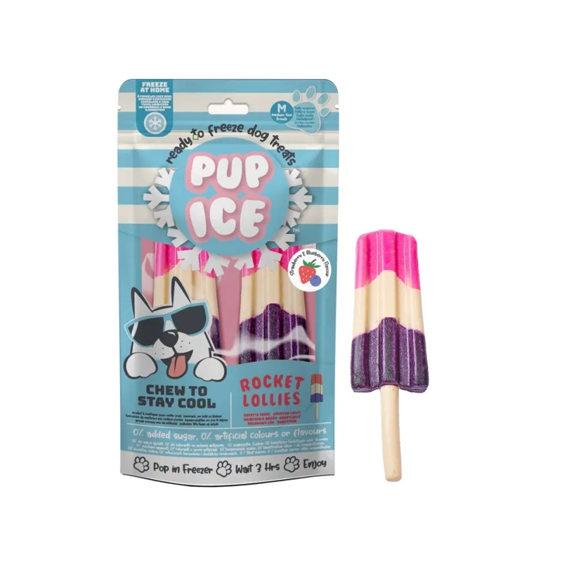 Hundesnacks Pup Ice Rocket Lollies Strawberry & Blueberry M - 2...