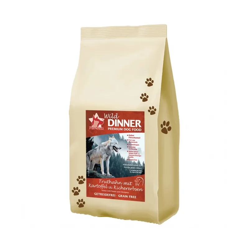 Hundetrockenfutter Wild Dinner Truthahn - Getreidefrei - 12 kg...