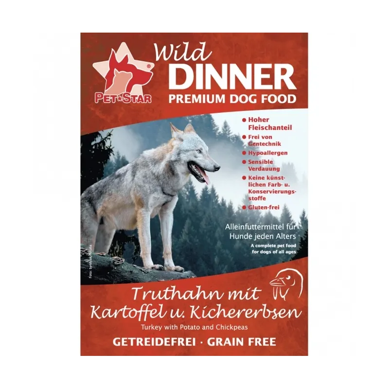 Hundetrockenfutter Wild Dinner Truthahn - Getreidefrei - 12 kg...